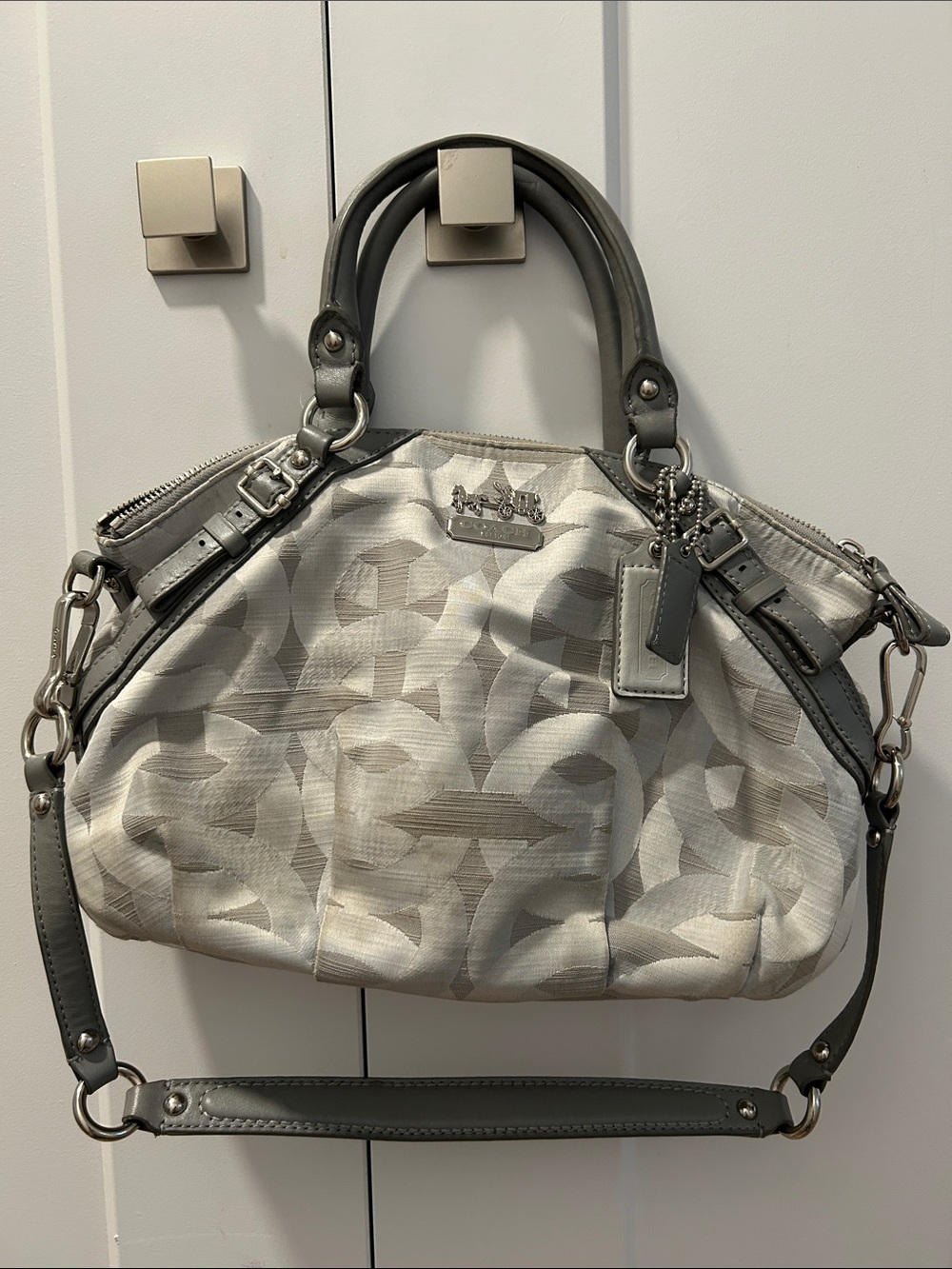 Coach Madison Sofia Grey Signature Satchel Bag